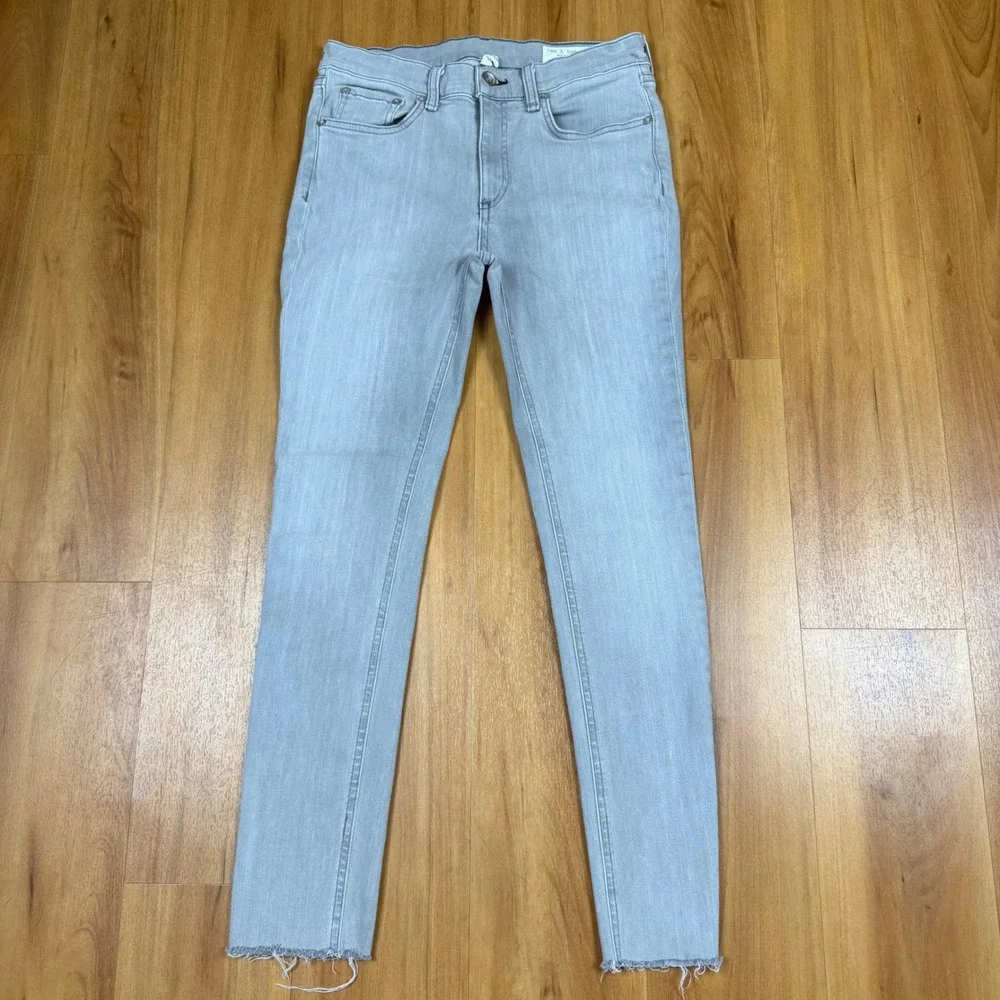 Rag & Bone Ankle‎ Skinny Jeans Burmese Gray Raw Hem W1526K120BUR Size 28